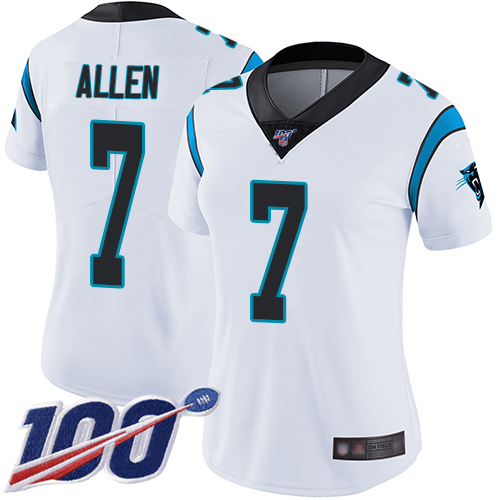 Carolina Panthers Limited White Women Kyle Allen Road Jersey NFL Football #7 100th Season Vapor Untouchable->youth nfl jersey->Youth Jersey